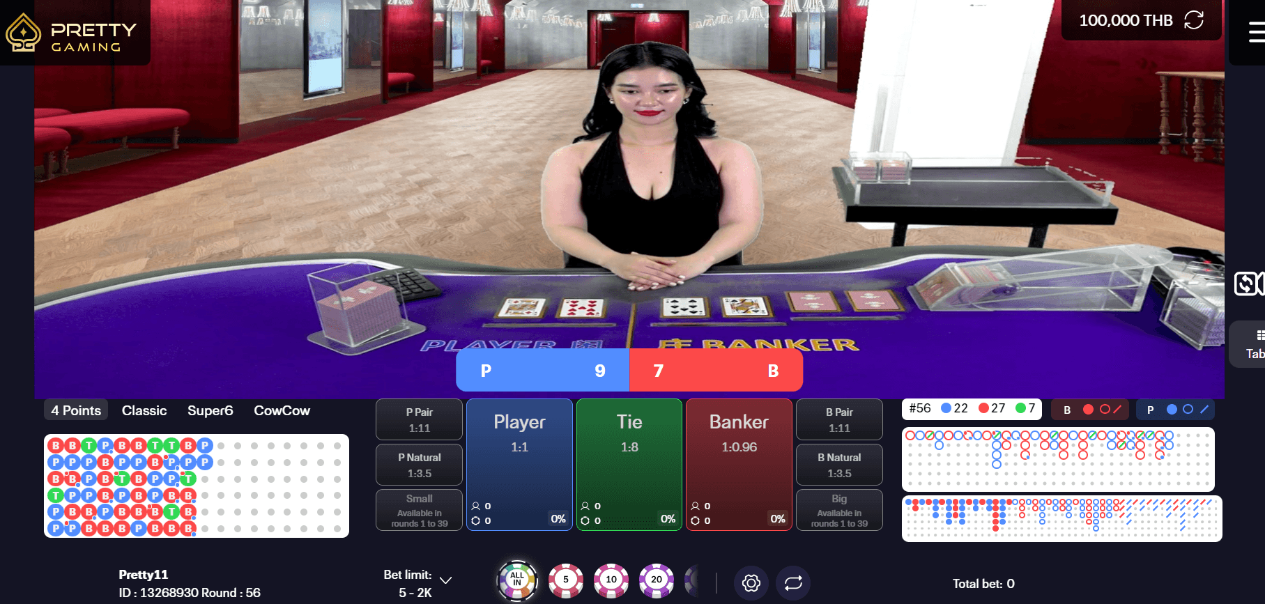 Pretty Gaming live baccarat