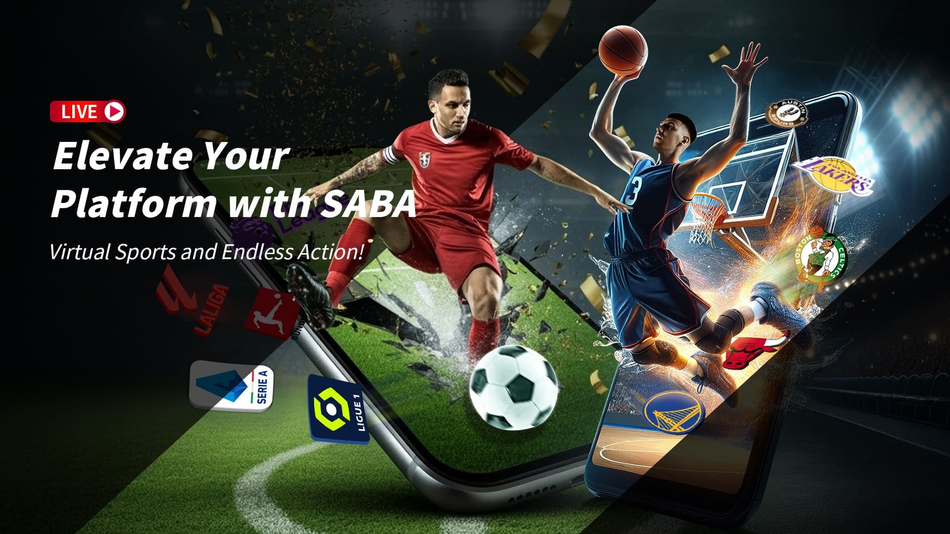 Saba Sports Elevate Your Platform virtual sports key visual